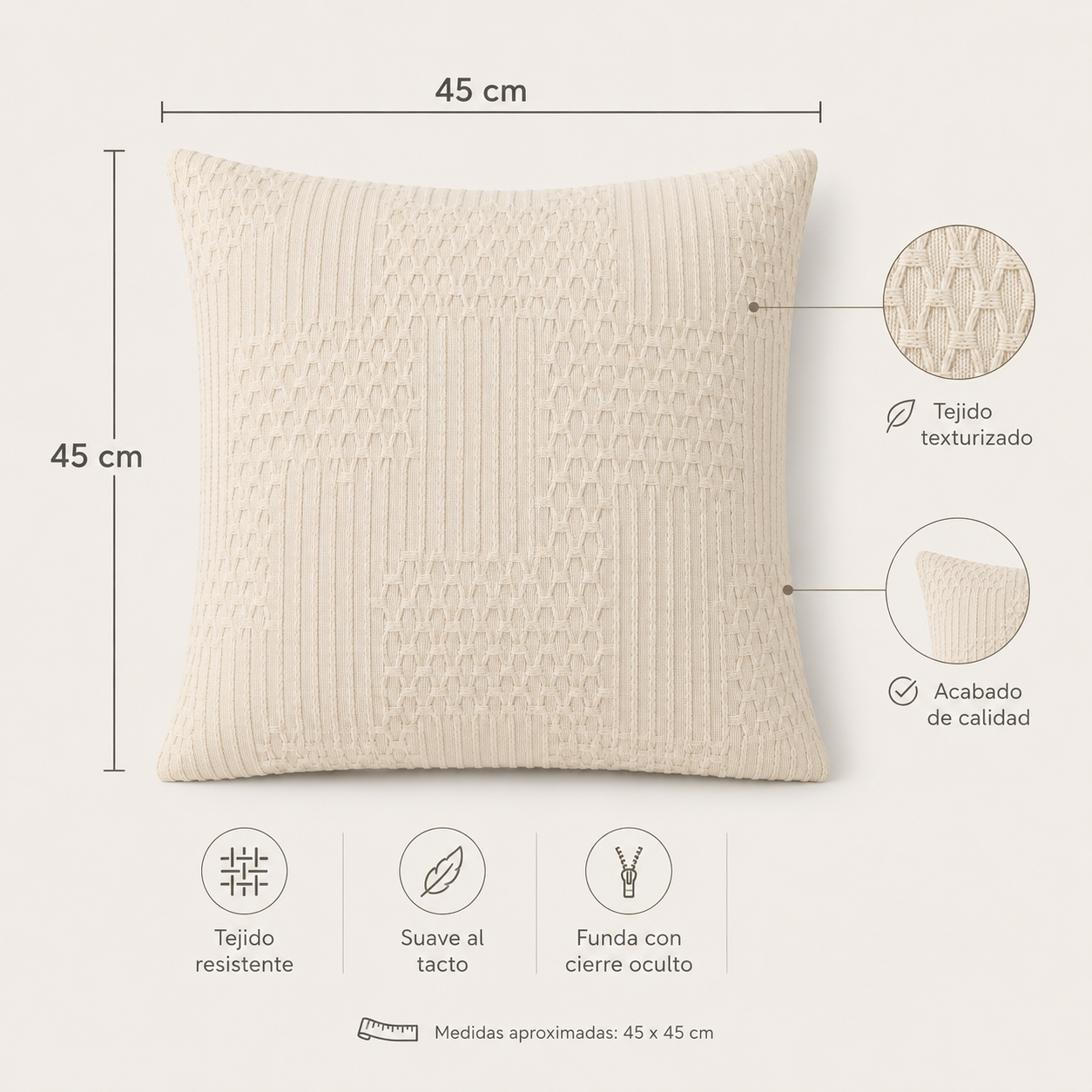 Funda De Cojin Boho Tejida Funda De Almohada De Sofa 45x45cm-2