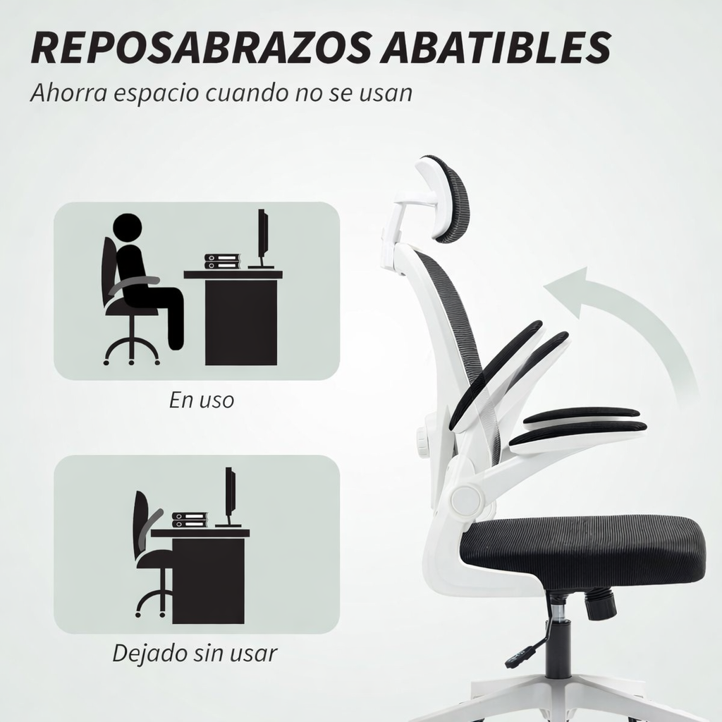 Silla De Oficina Ergon mica Con Reposacabezas Soporte Lumba-3
