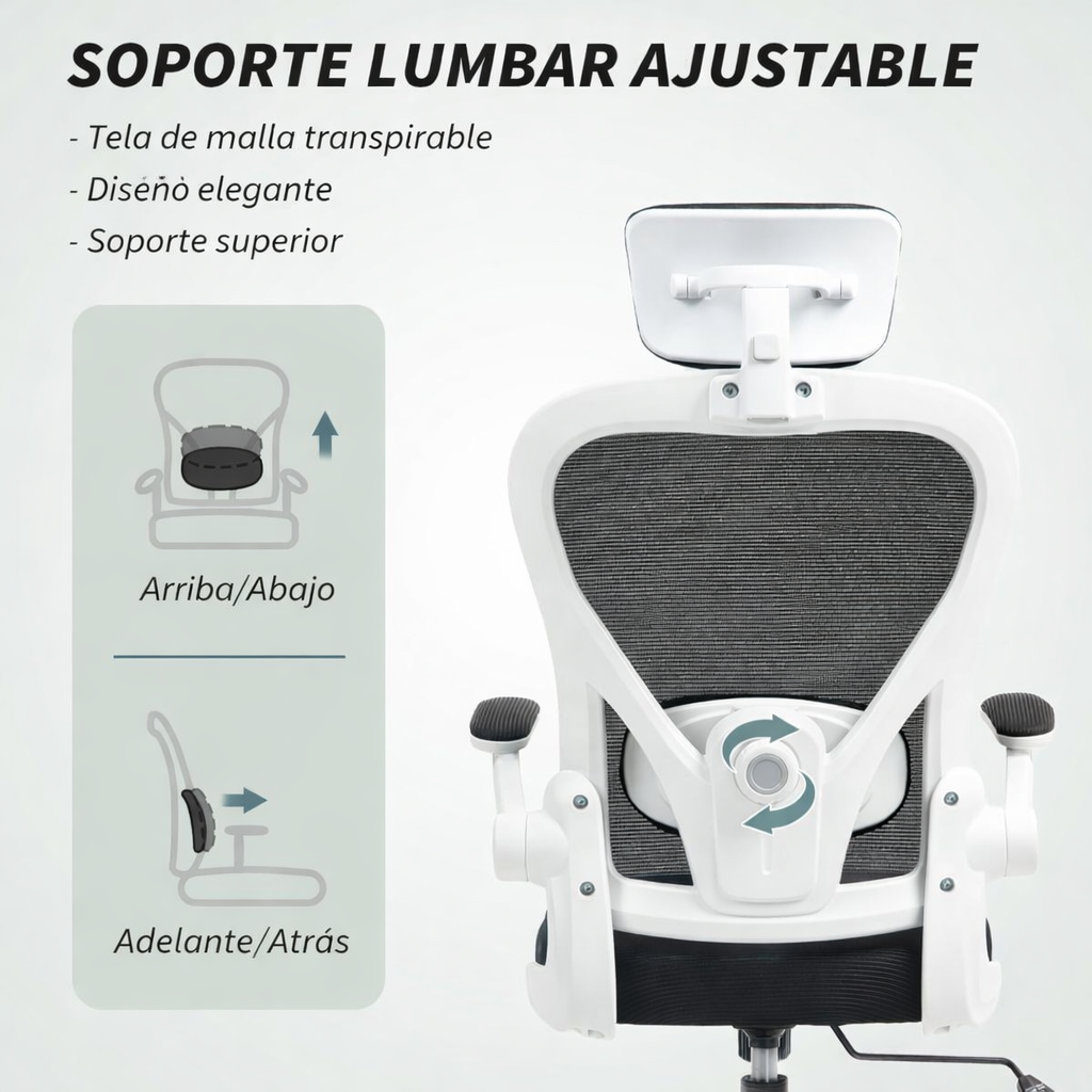 Silla De Oficina Ergon mica Con Reposacabezas Soporte Lumba-4