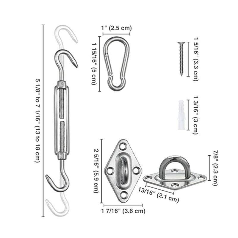 Kit Anclaje Herraje Toldo Vela Tensores Tarugo Sujetadores Plateado-5