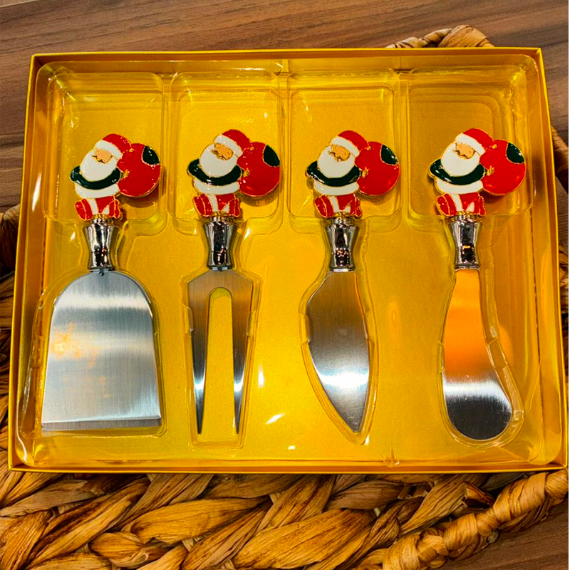 Set Utensilios Navideños Para Queso Cuchilleria Inoxidable 4 Piezas-2
