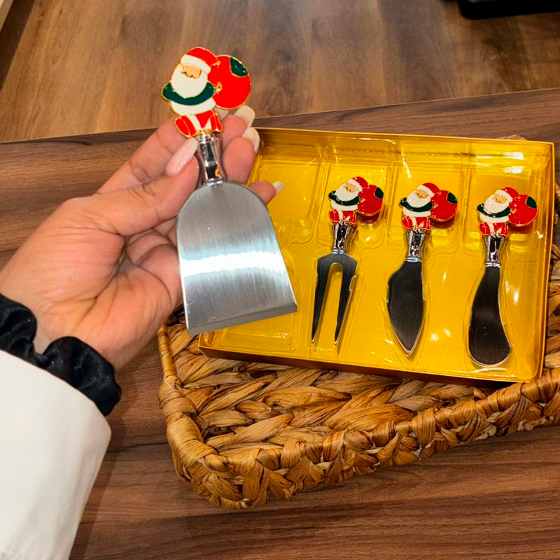Set Utensilios Navideños Para Queso Cuchilleria Inoxidable 4 Piezas-3