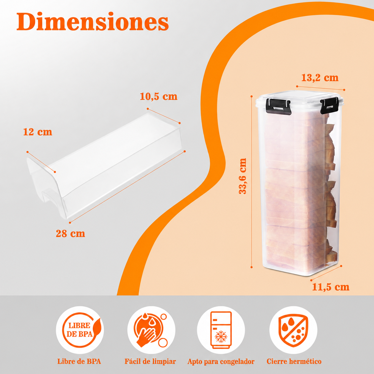 Panera De Pl stico Con Bandeja Dispensador De Pan S ndwich-2