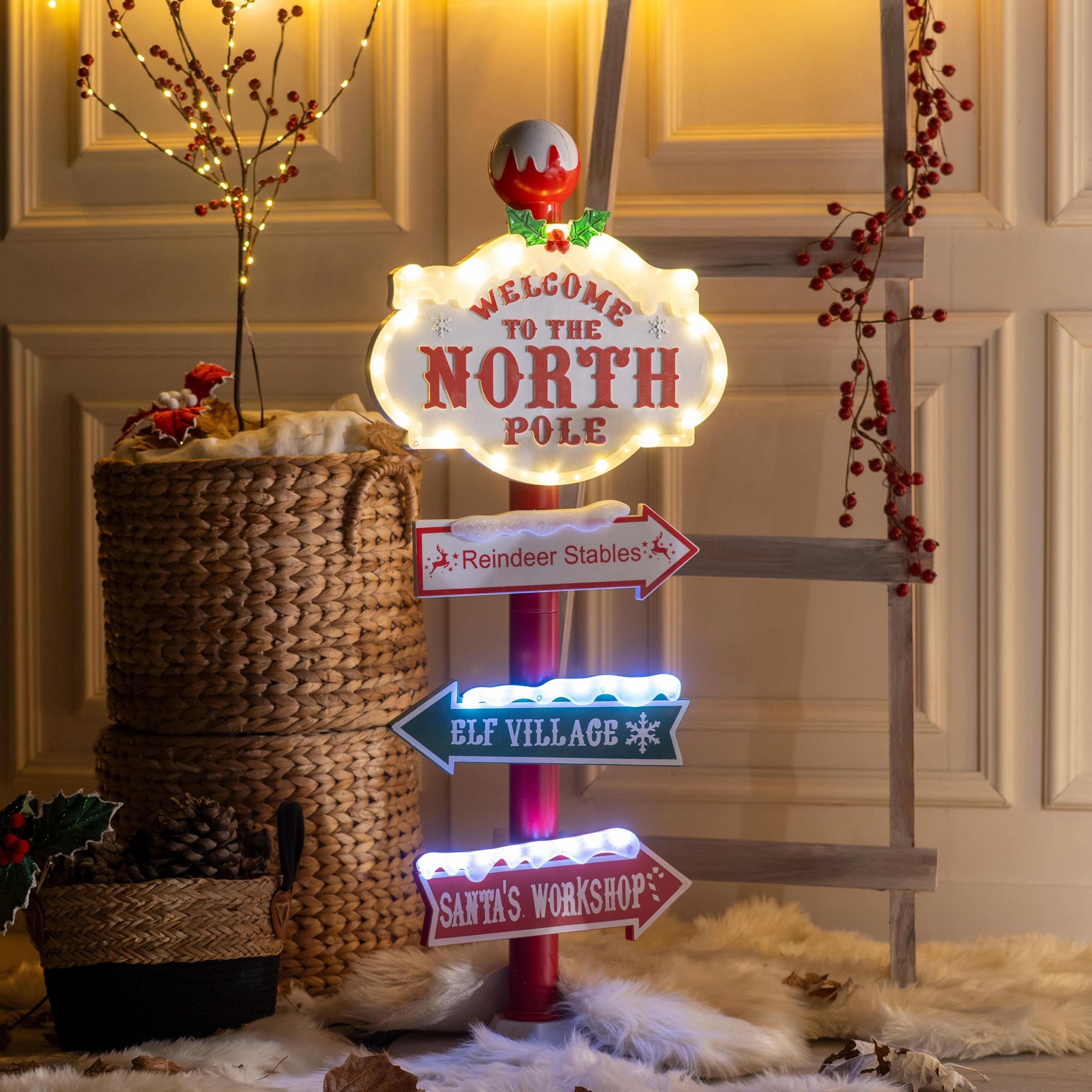 Adorno De Navidad Señal Navideña Welcome To The North Pole-2