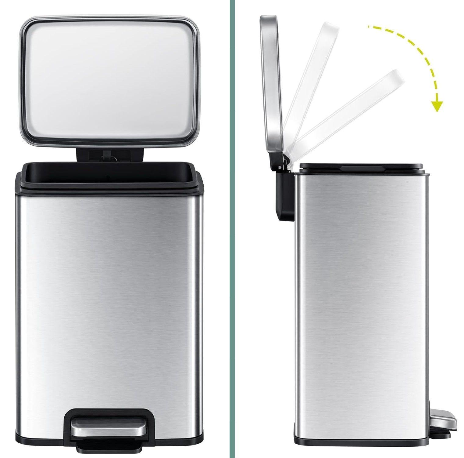 Cubo De Basura De Acero Inoxidable 12 Litros Basurero Hogar Plateado-2