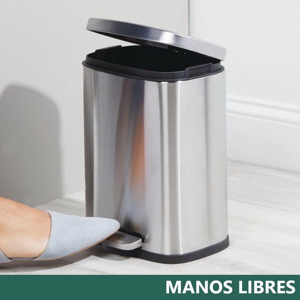 Cubo De Basura De Acero Inoxidable 12 Litros Basurero Hogar Plateado-5