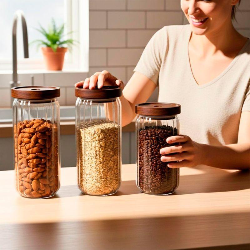 Contenedores De Vidrio Con Tapa Tarros Hermeticos De Cocina 1250ml-3