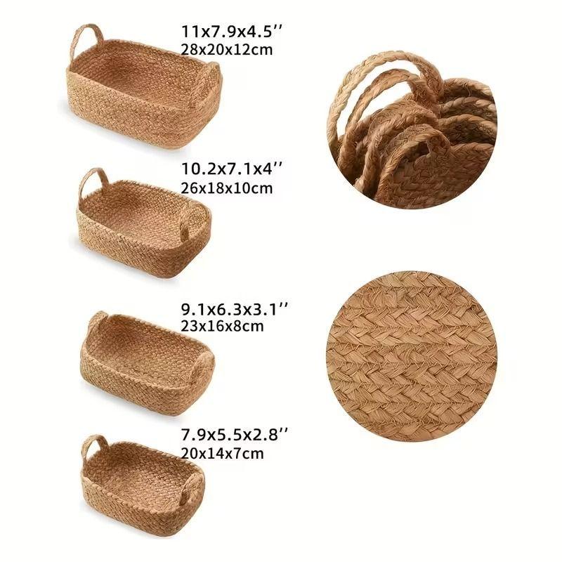 Juego De 4 Cestas De Almacenamiento Tejidas Cuerda De Yute WakesHome-3