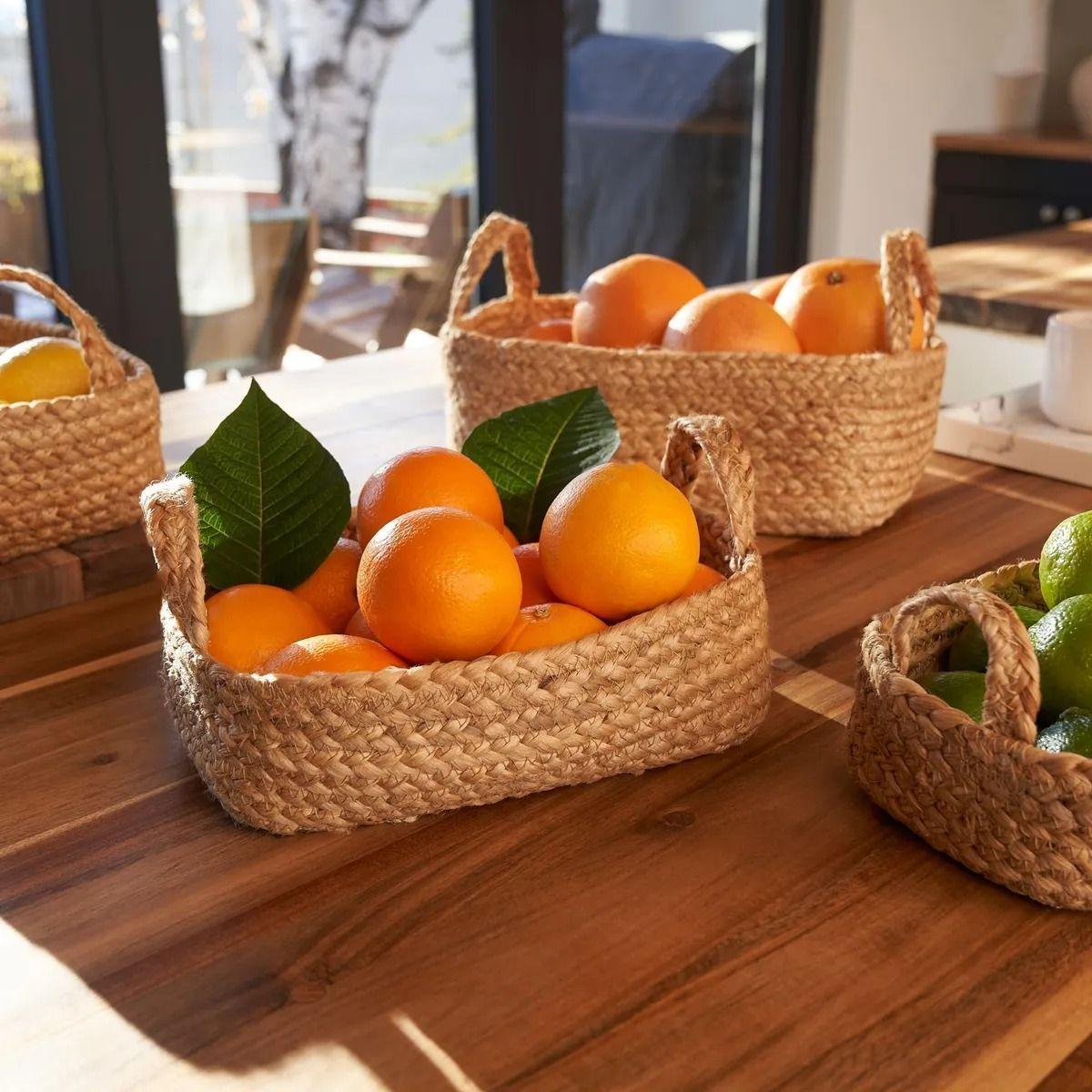 Juego De 4 Cestas De Almacenamiento Tejidas Cuerda De Yute WakesHome-7