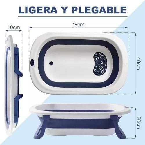 Tina Bebe Bañera Plegable + Malla Reforzada Color Azul-5