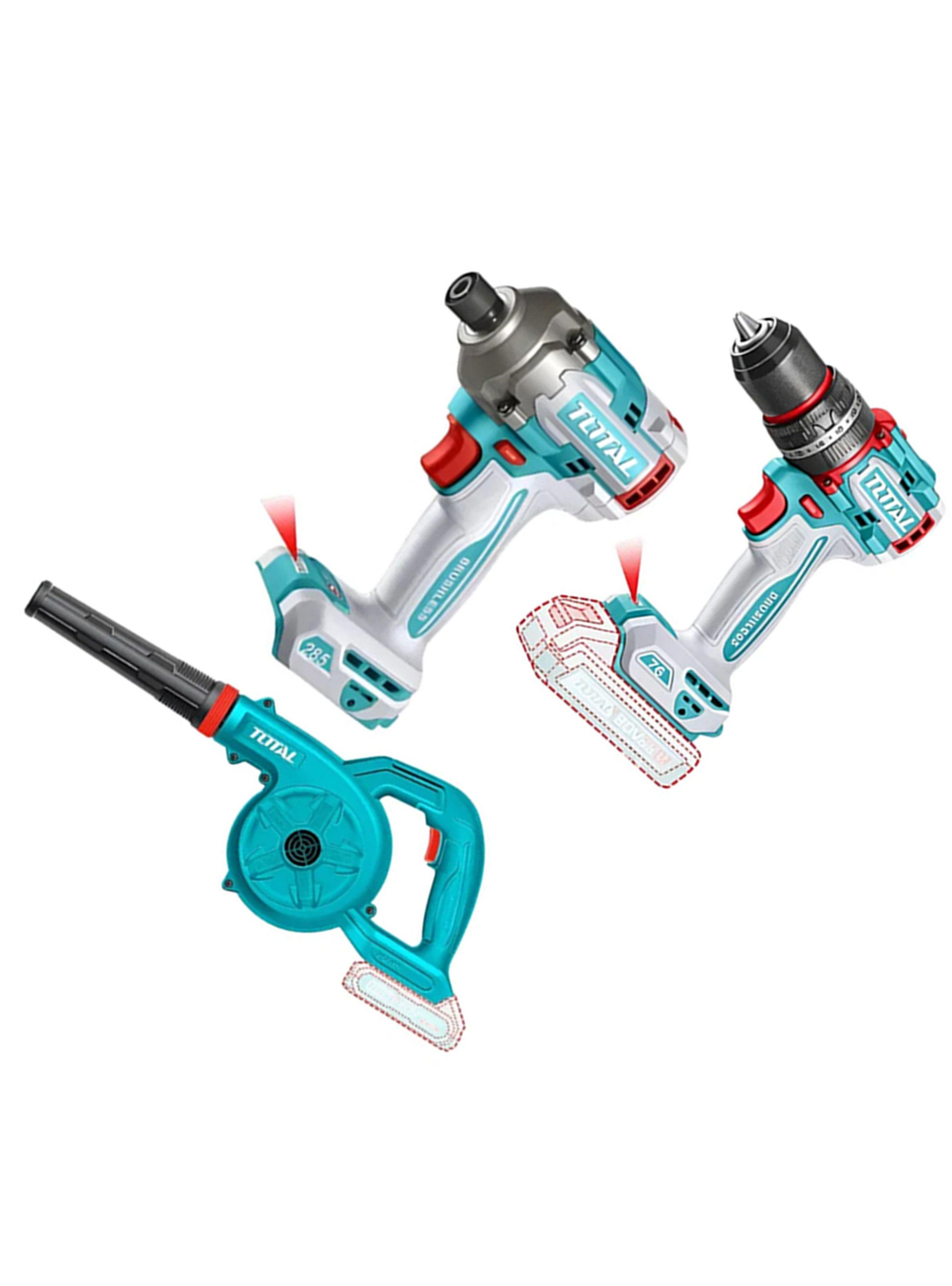 Kit Llave De Impacto + Taladro Percutor + Soplador 20v Total-2