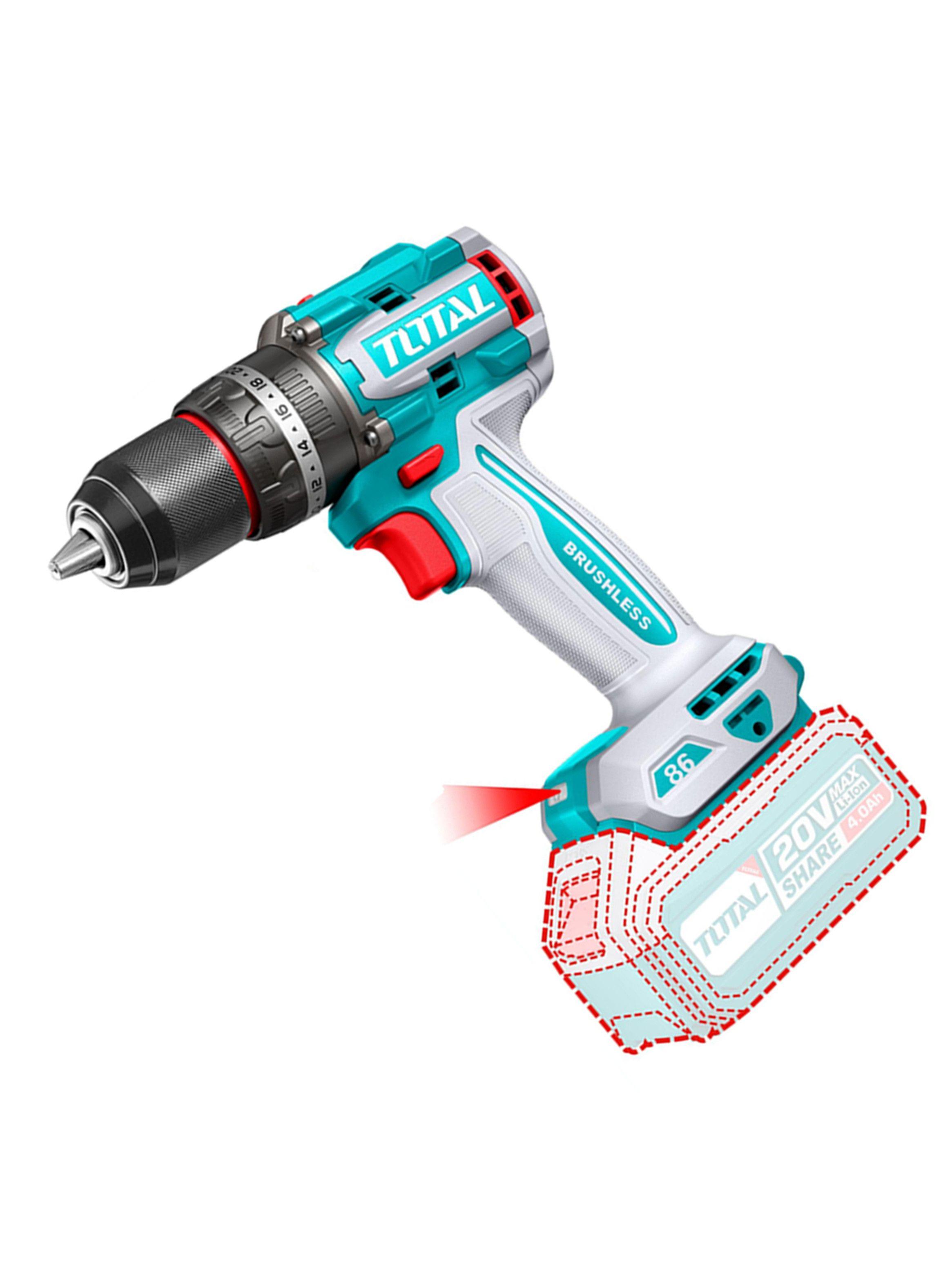 Taladro Atornillador Percutor 20v 2bat+carg Total Tidli20868-2