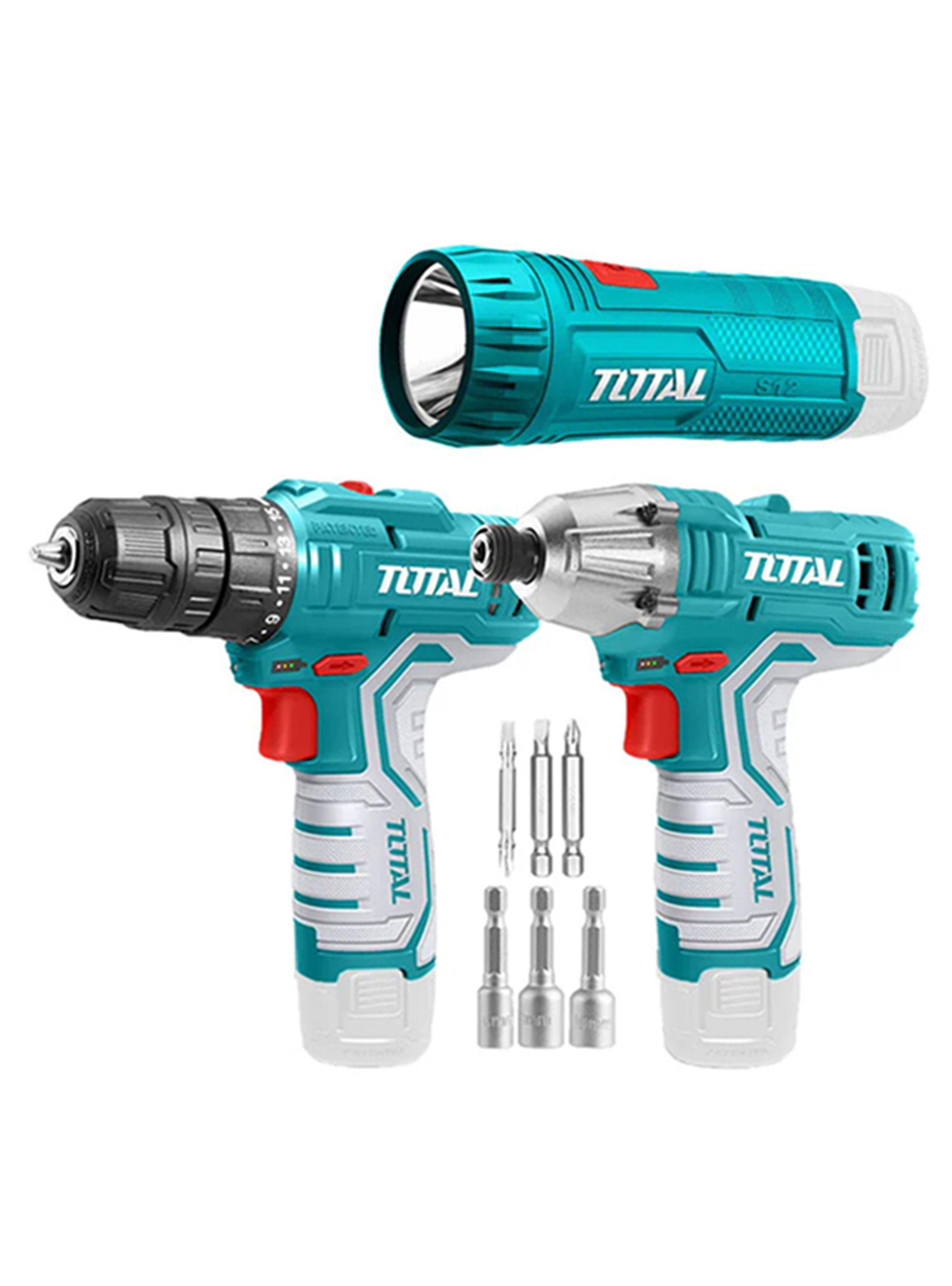 Kit Taladro + Atornillador Impacto + Linterna 12v Total-1