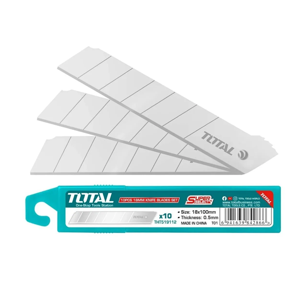 10x Repuesto Hoja Cuchillo Cartonero Corta Cartón 18mm Total-0