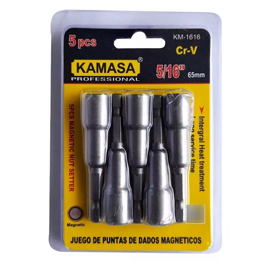 Juego De Adaptadores 5/16 Punta Magnetica 5 Piezas Kamasa-0