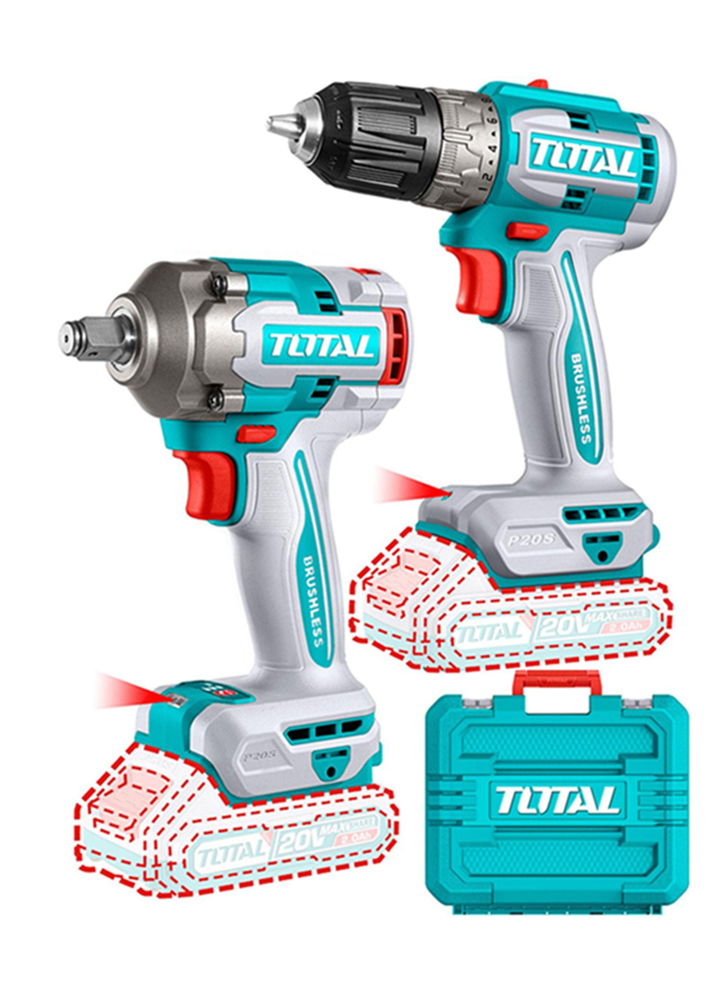 Kit Llave Impacto 400nm + Taladro 20v 2bat+ Carg Total-1