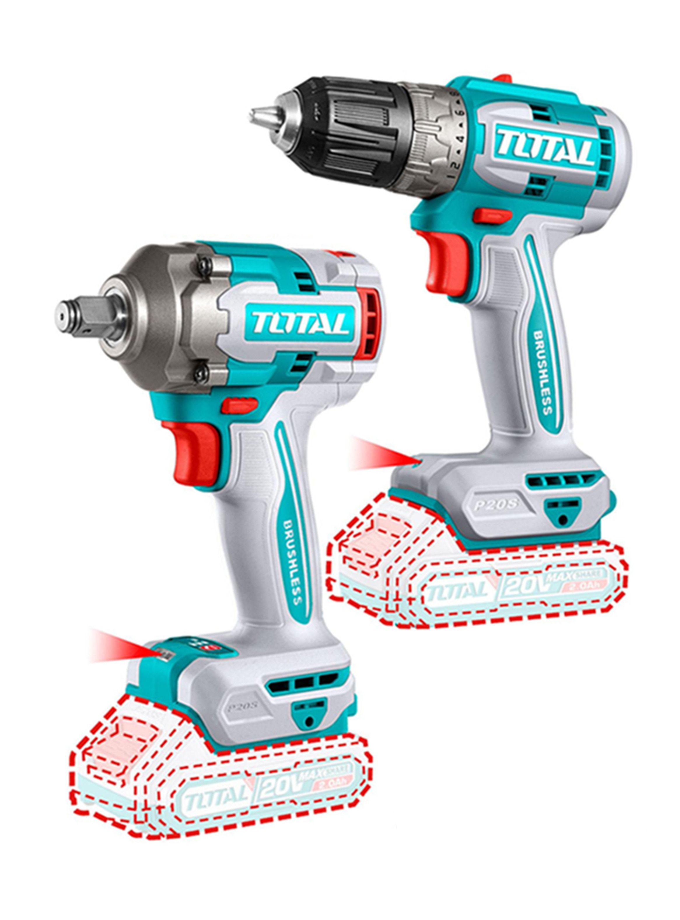 Kit Llave Impacto 400nm + Taladro 20v 2bat+ Carg Total-2