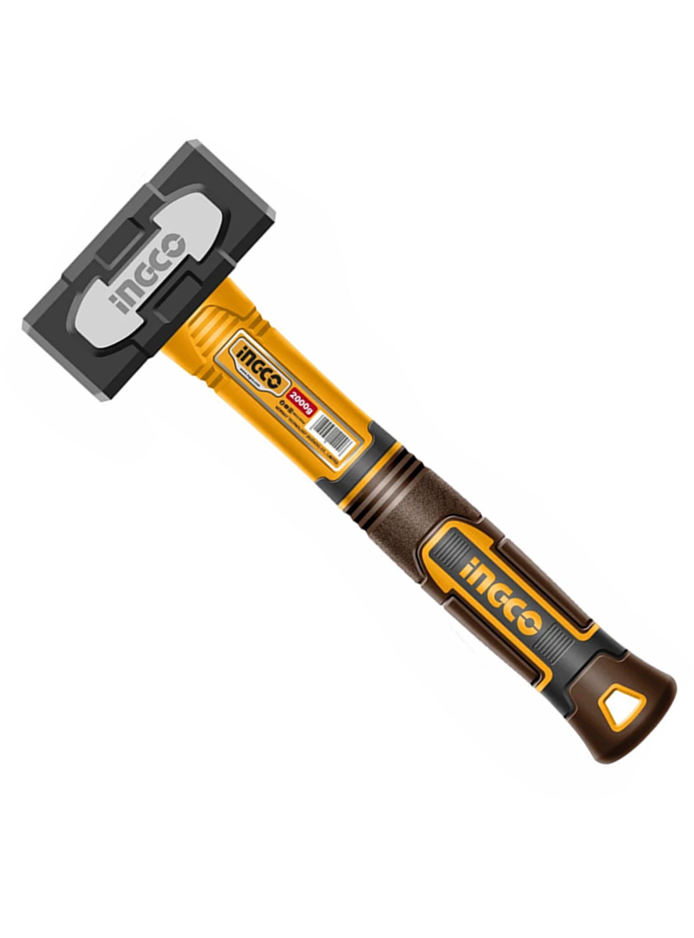 Combo Martillo Mazo 2000g Mango Fibra De Vidrio Ingco-0