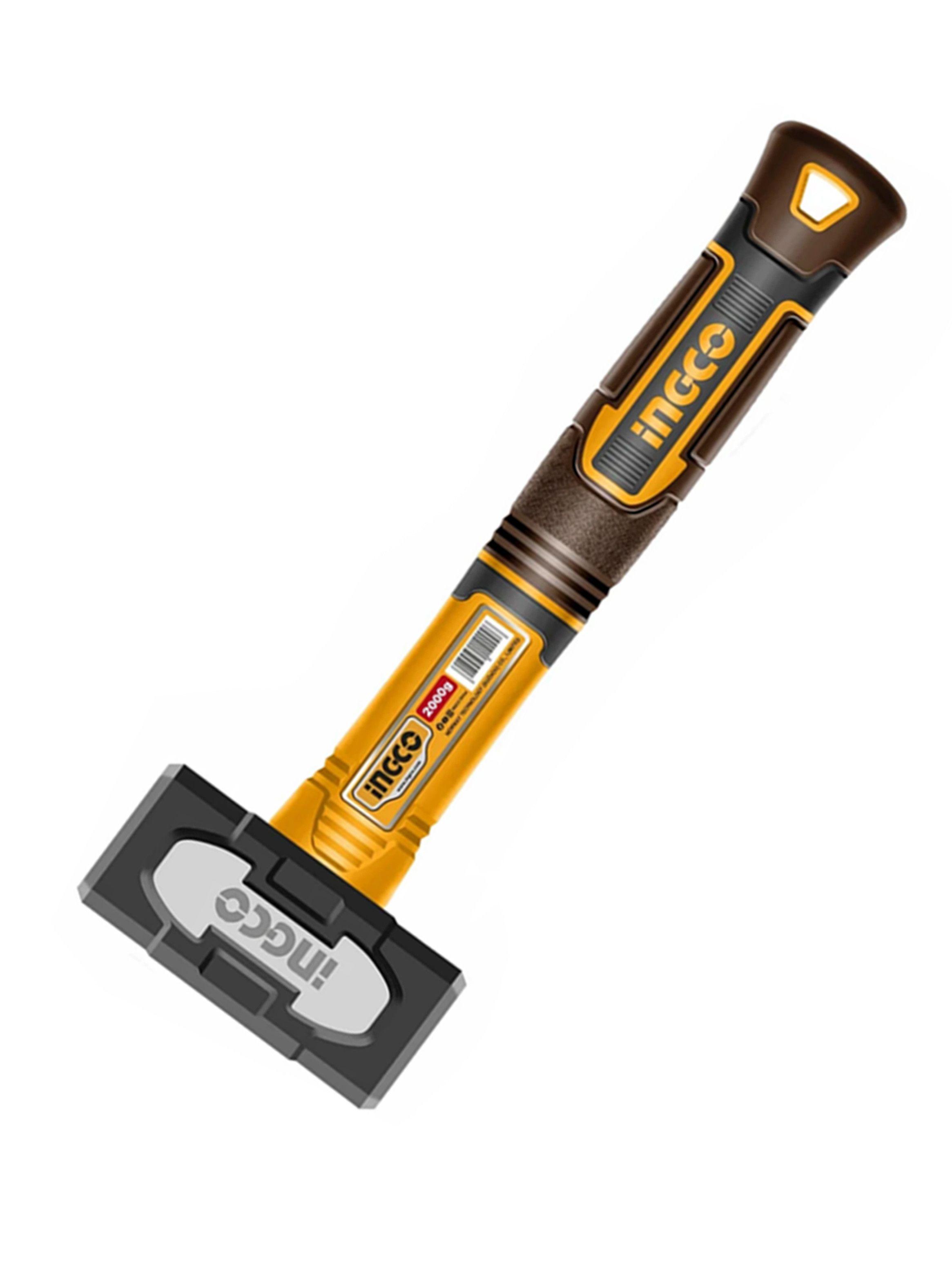 Combo Martillo Mazo 2000g Mango Fibra De Vidrio Ingco-2
