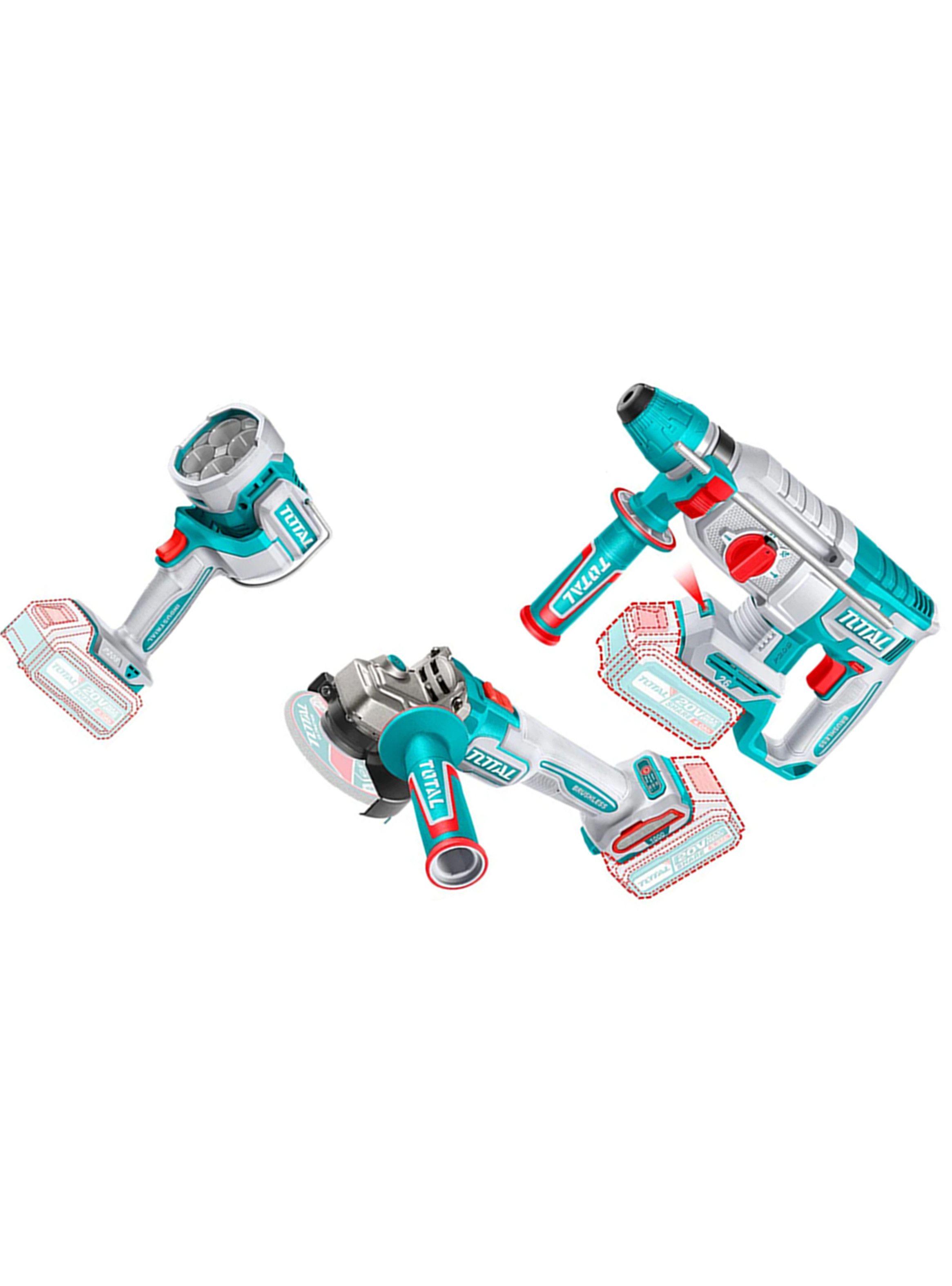 Kit Rotomartillo + Galletera Esmeril + Lampara 20v Total-2