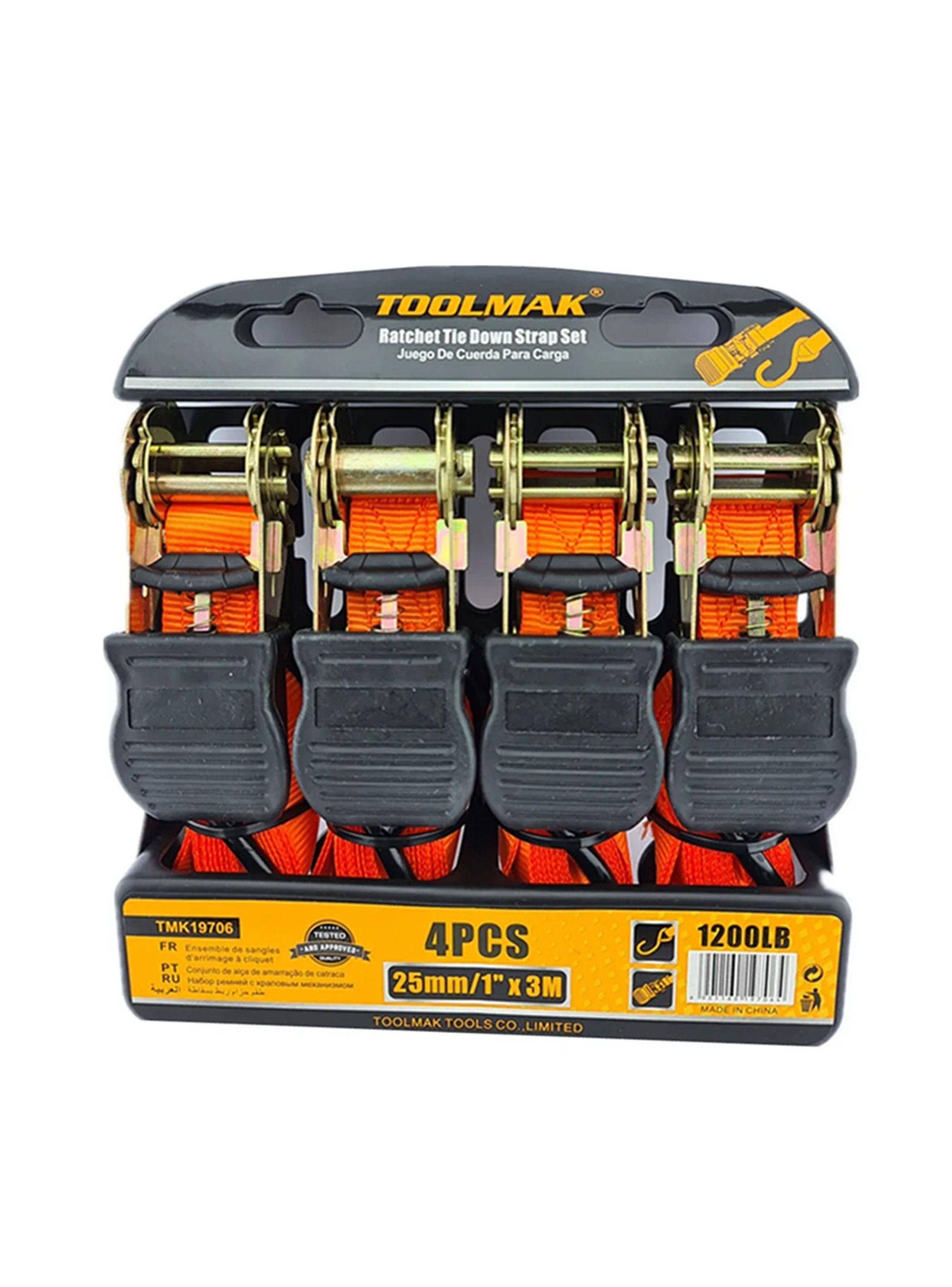 Set Eslinga Cinta Amarre Ratchet 4 Piezas Tmk19706-0