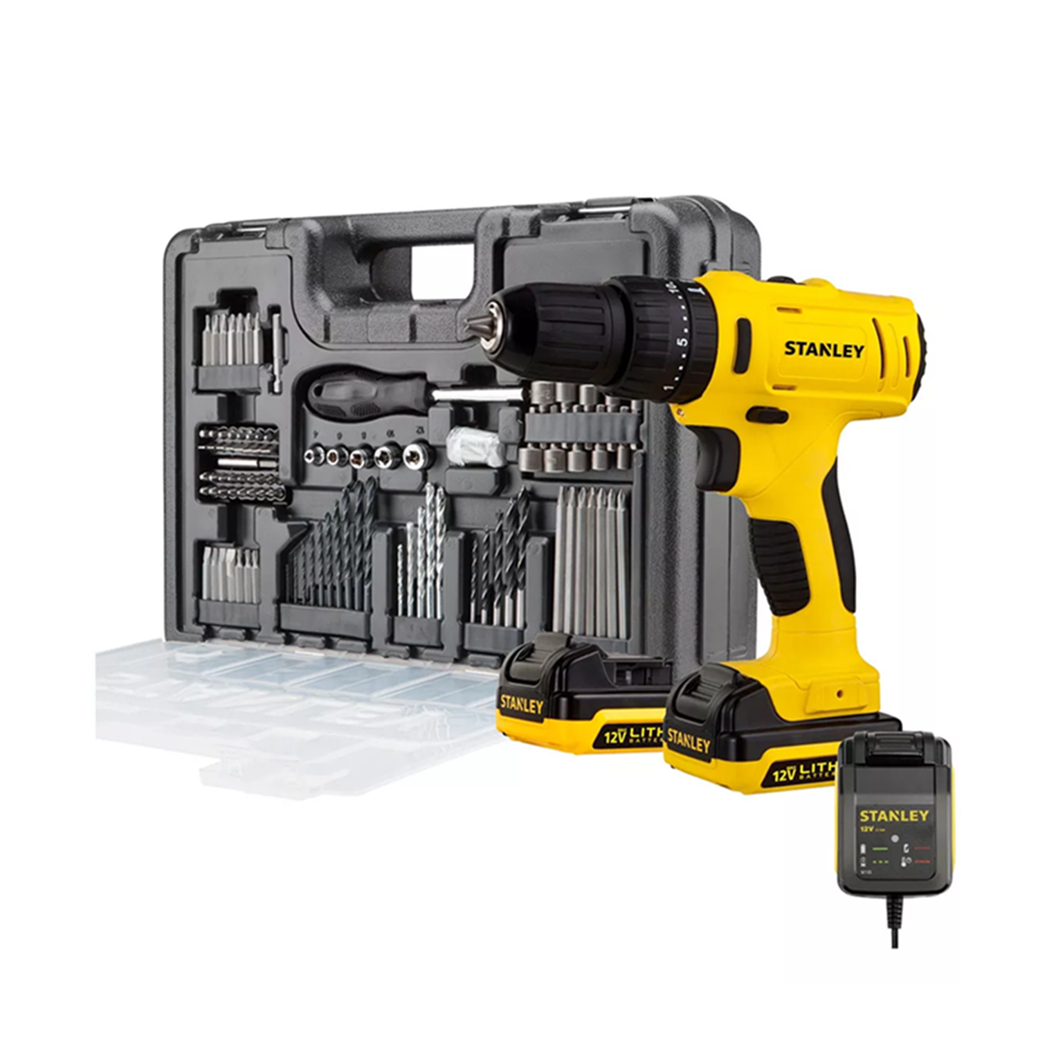 Kit Taladro Percutor 12v + 101 Accesorios Stanley Sch121s2ka-0