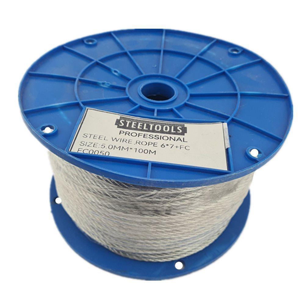 Piola Cable Acero 5.0 Mm Rollo 100 Mts Galvanizado-1