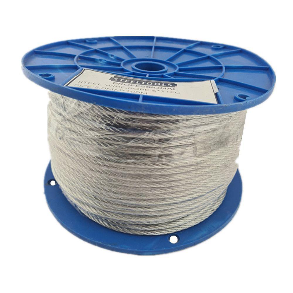 Piola Cable Acero 5.0 Mm Rollo 100 Mts Galvanizado-0