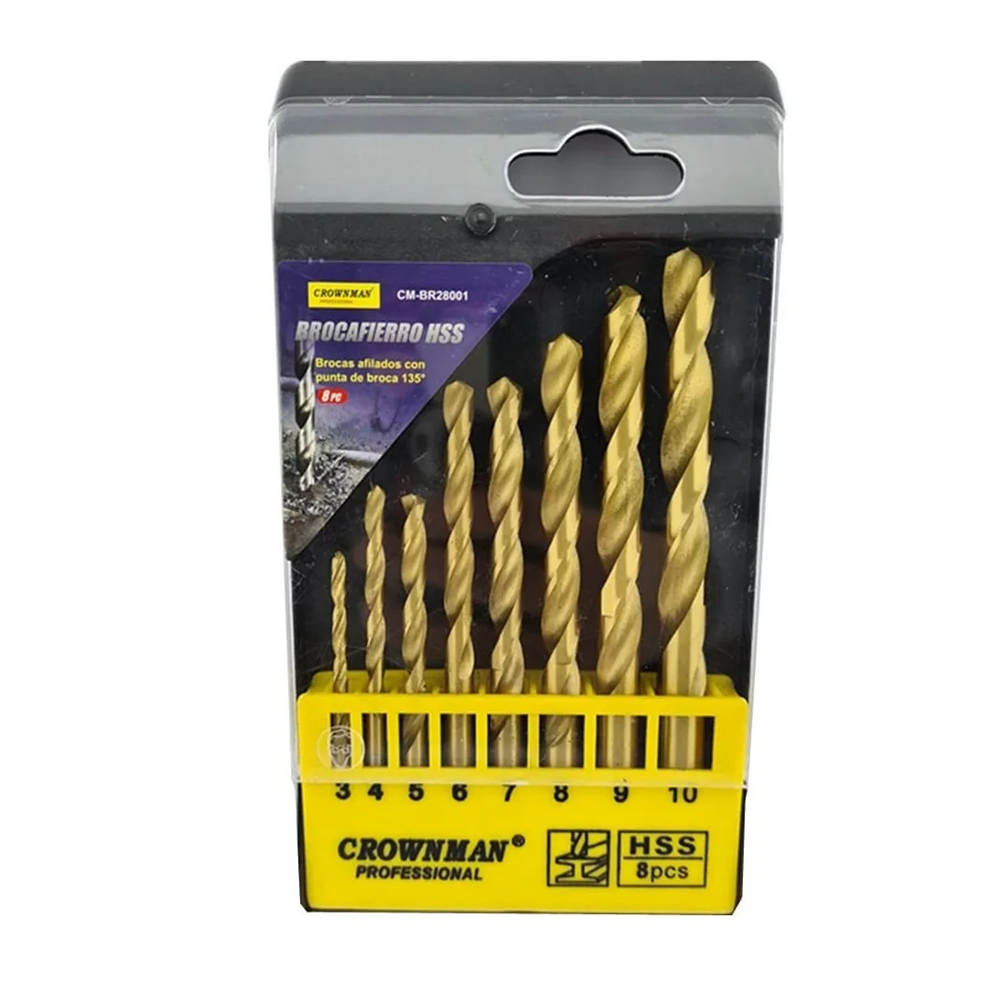 Brocas Para Metal 8 Piezas Crownman Cmbr28001-0
