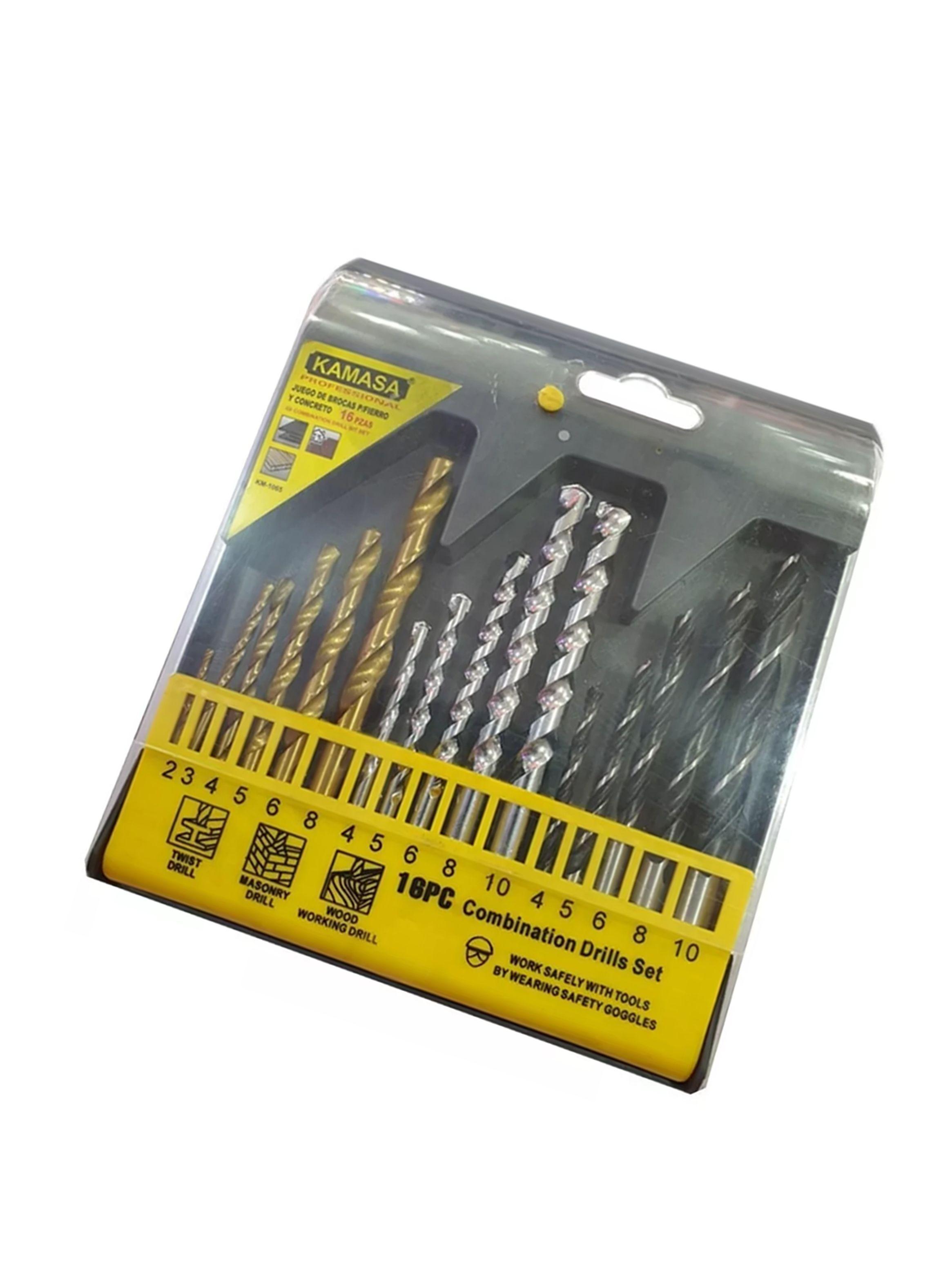 Brocas Para Madera Cemento Metal 16 Piezas Km1065-1