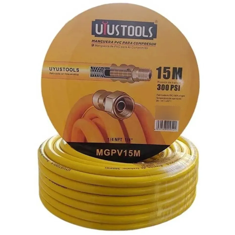 Manguera Compresor De Aire 1/4 15 Mts 300psi Uyus-1