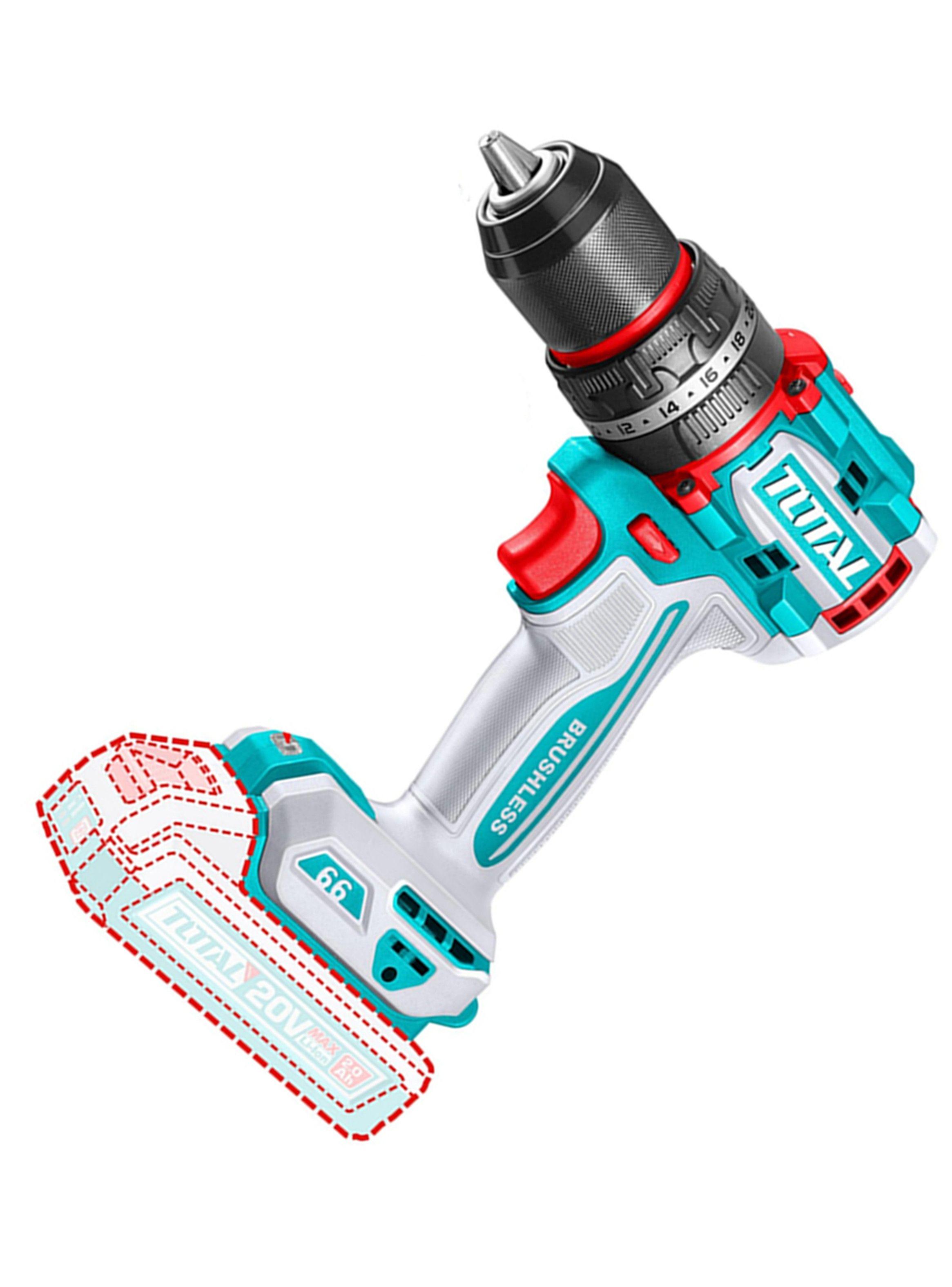 Taladro Atornillador Percutor 20v 2bat+carg Total Tidli20668-2