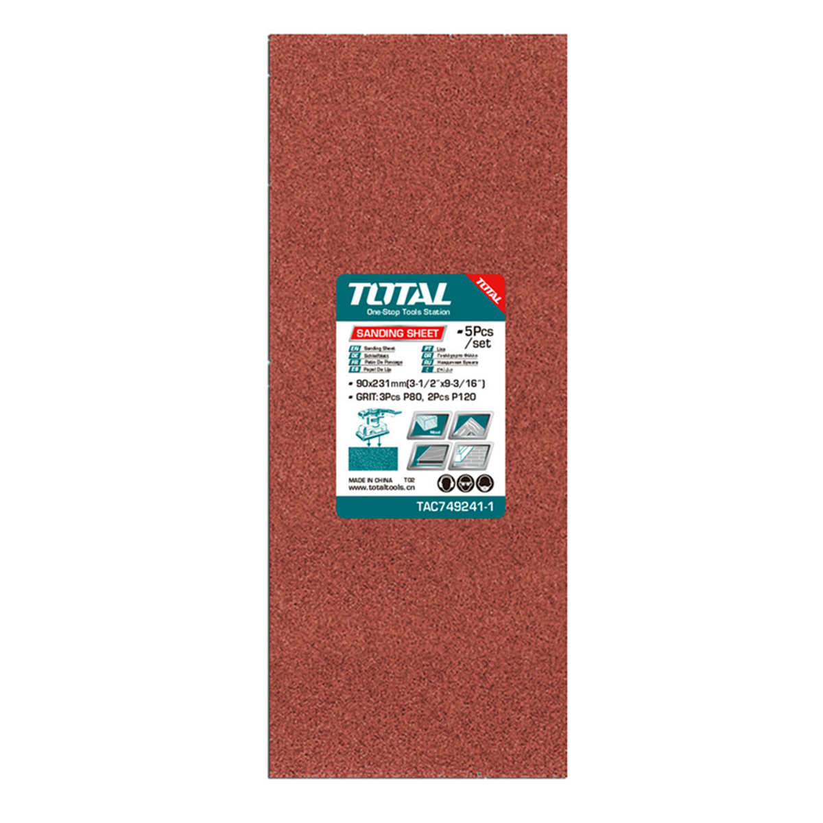 5 Hojas De Lija Para Pulir 90x231mm Grano Variado Total  Tac749241-1-0