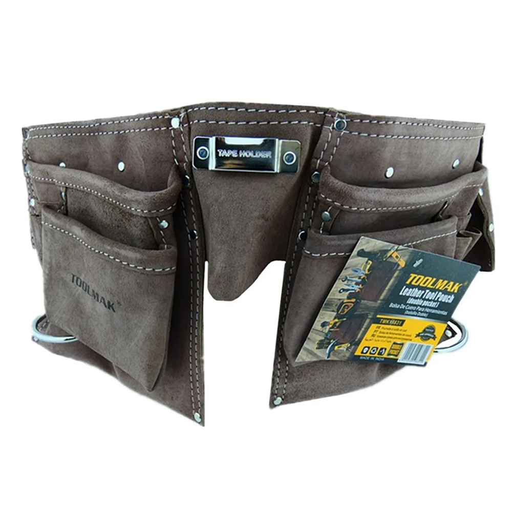 Coleto Carpintero De Cuero Doble Porta Herramienta-0