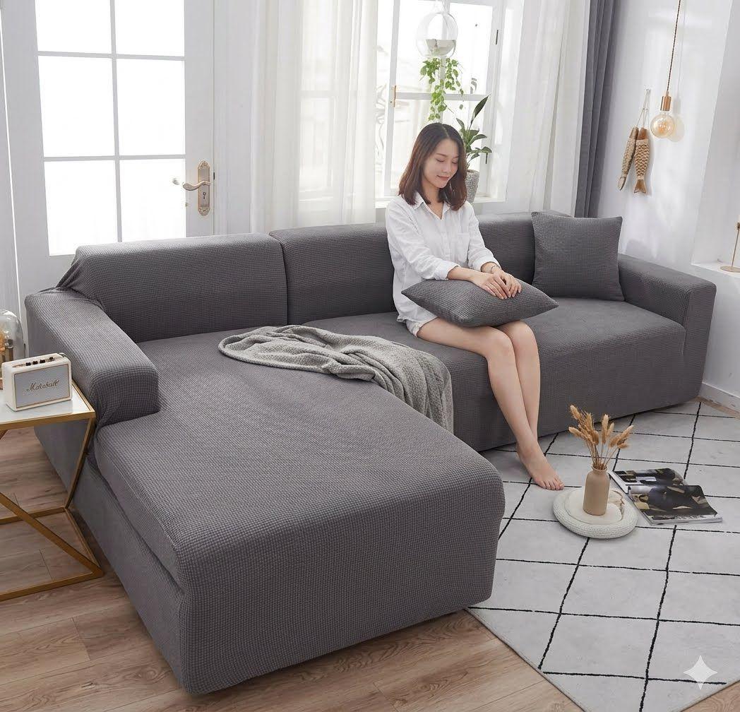 Funda Sillón L 3 Cuerpos Elástica Cuadrille Modular Grid-0