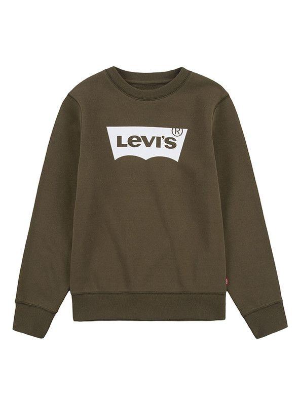 Poleron Niño C-Redondo Batwing  Verde Olivo Levis-0