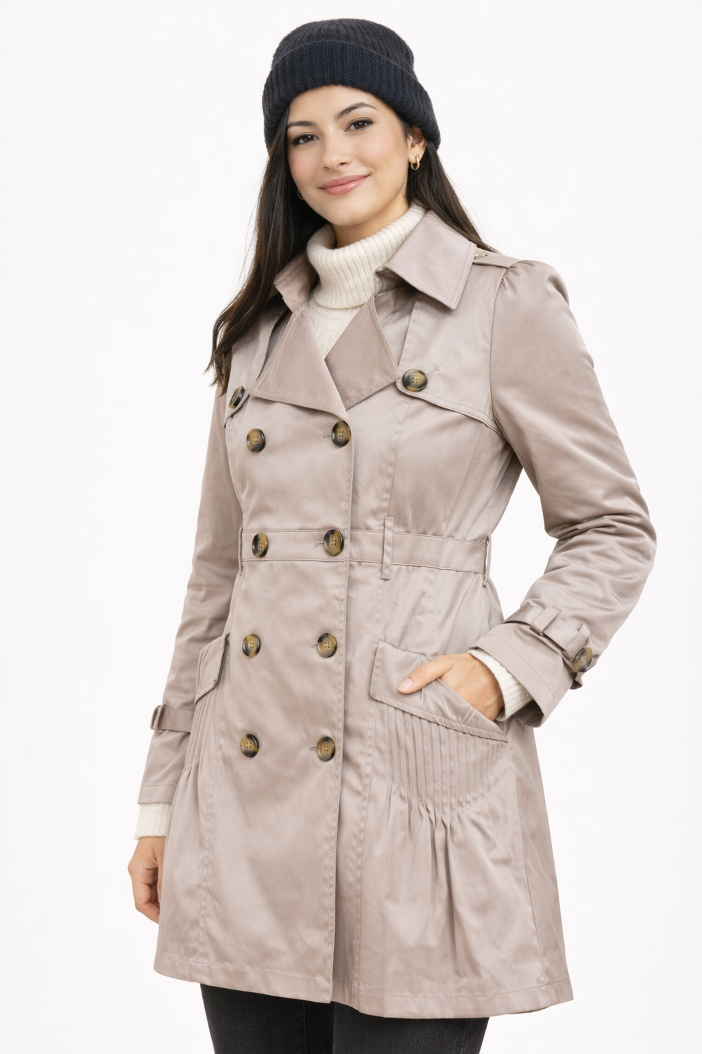 Trench Mujer Botones Beige-0