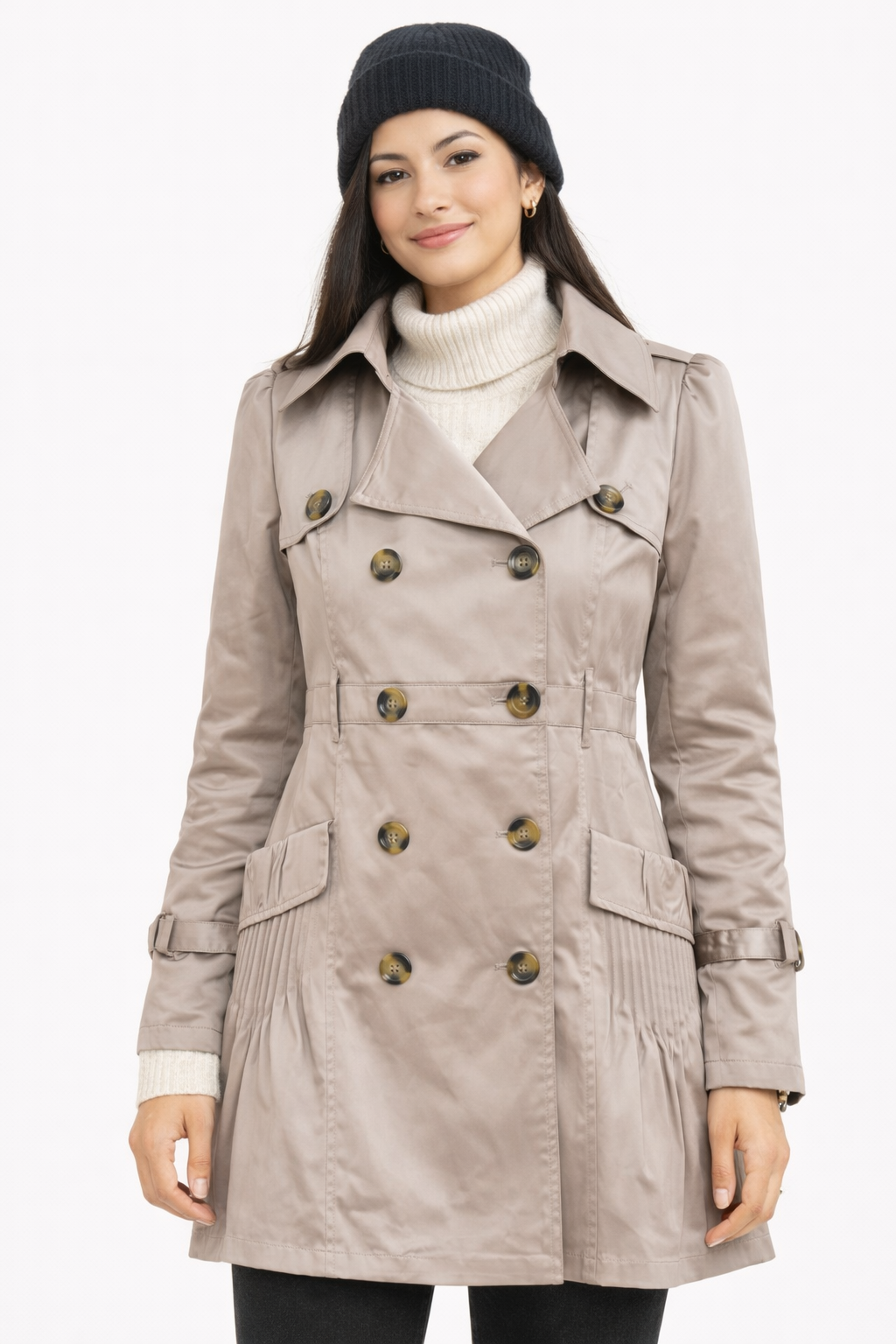 Trench Mujer Botones Beige-2