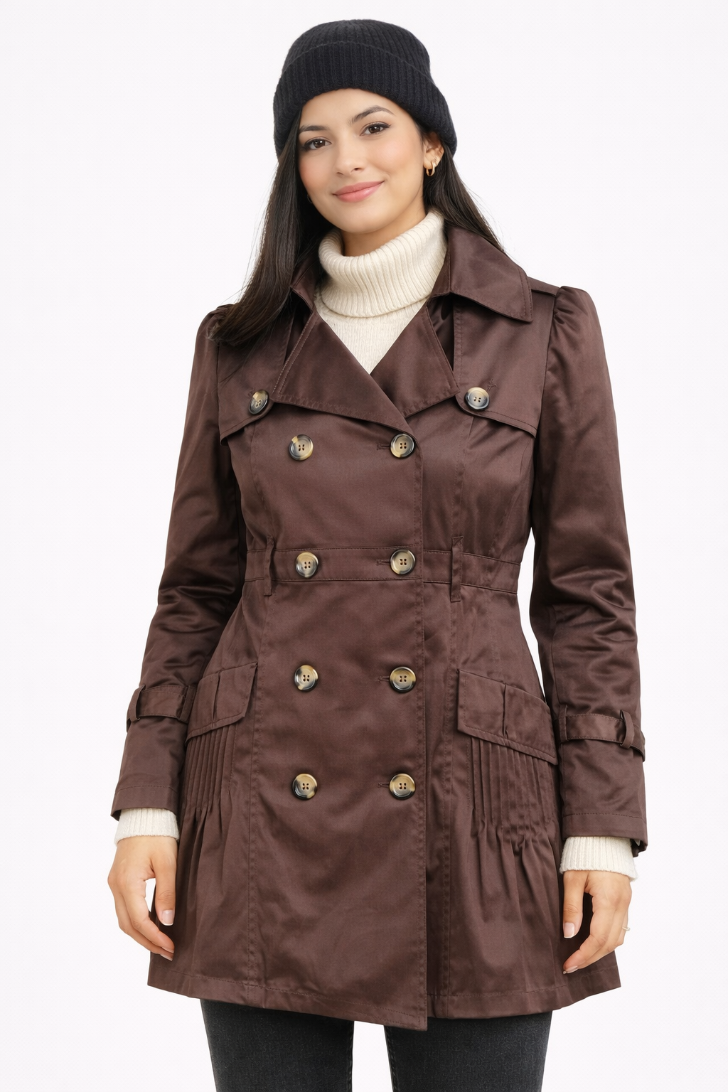 Trench Mujer Botones Café-2