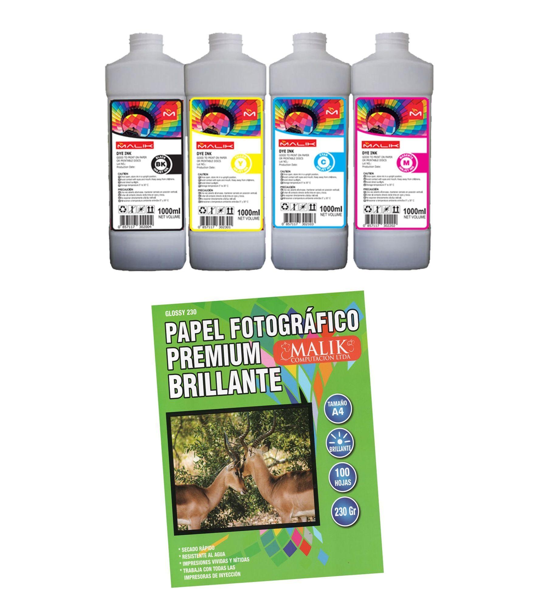 Papel Glossy 230gm 100 hojas + 4 Litros para Canon G1130-0