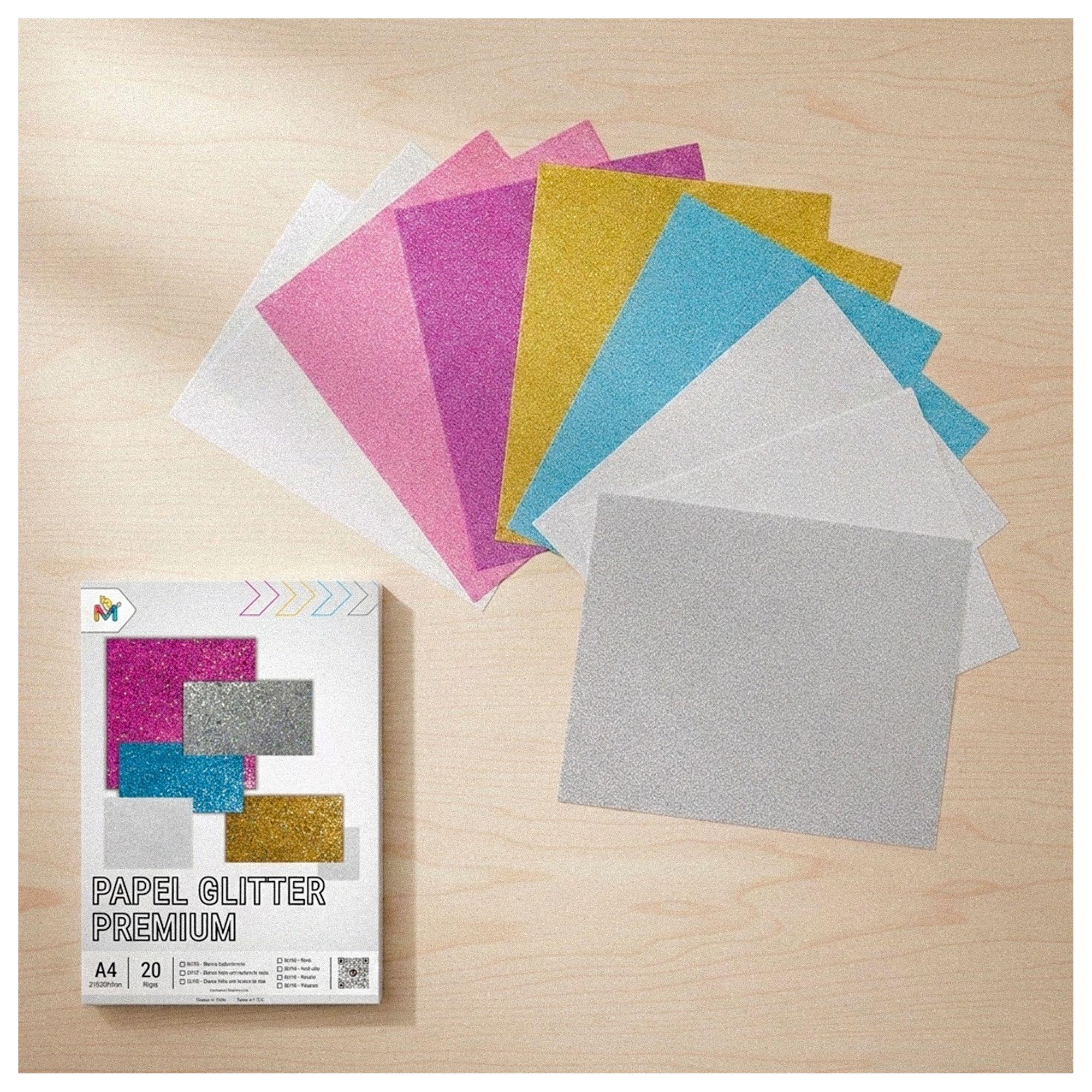 Pack 2 Papel Texturado Seda Glitter - 40 Hojas Blanco Pro-1