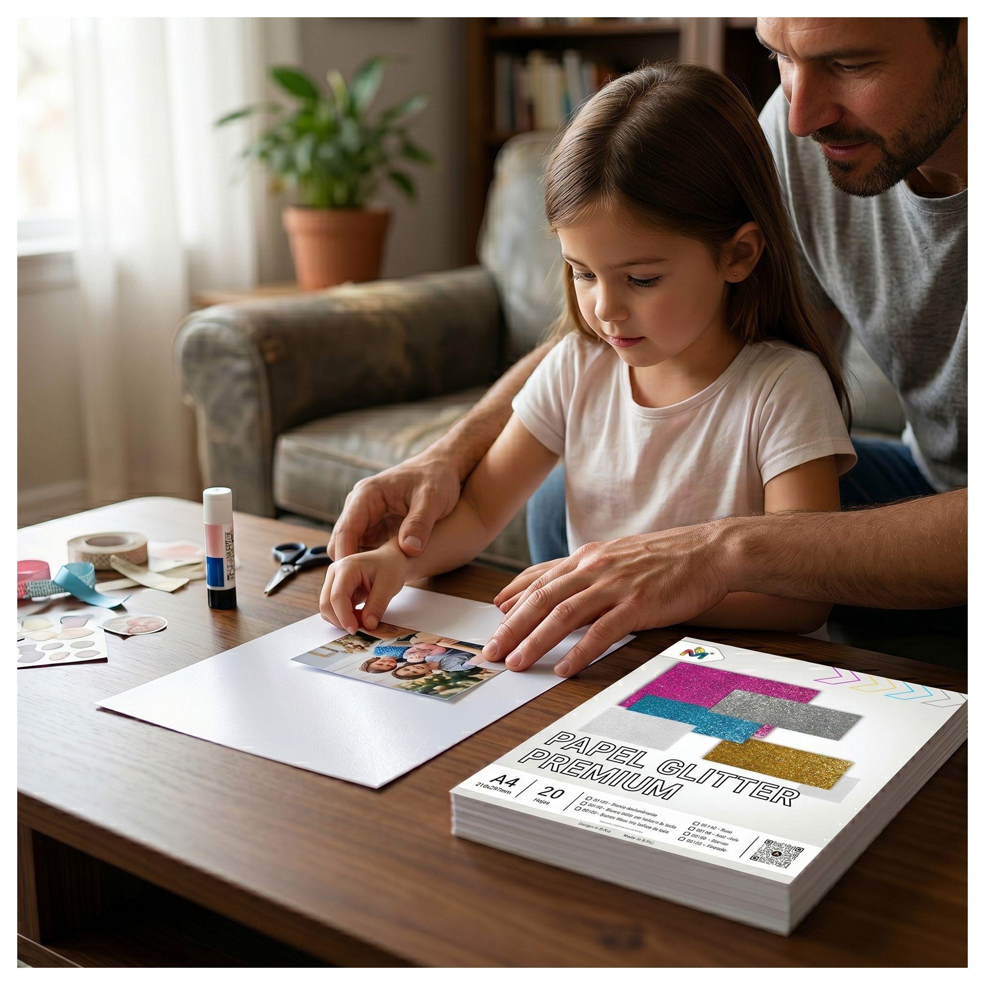 Pack 2 Papel Texturado Seda Glitter - 40 Hojas Blanco Pro-3