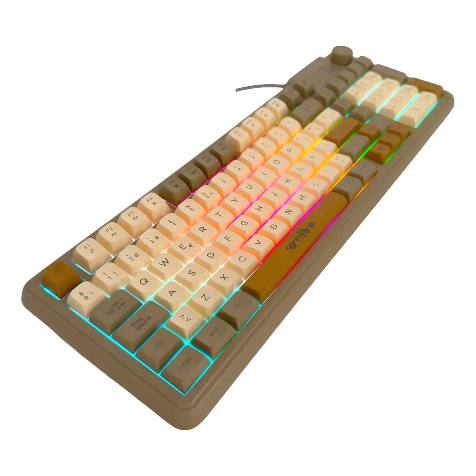 Teclado mecánico RGB rueda luz WB-222 Café-0