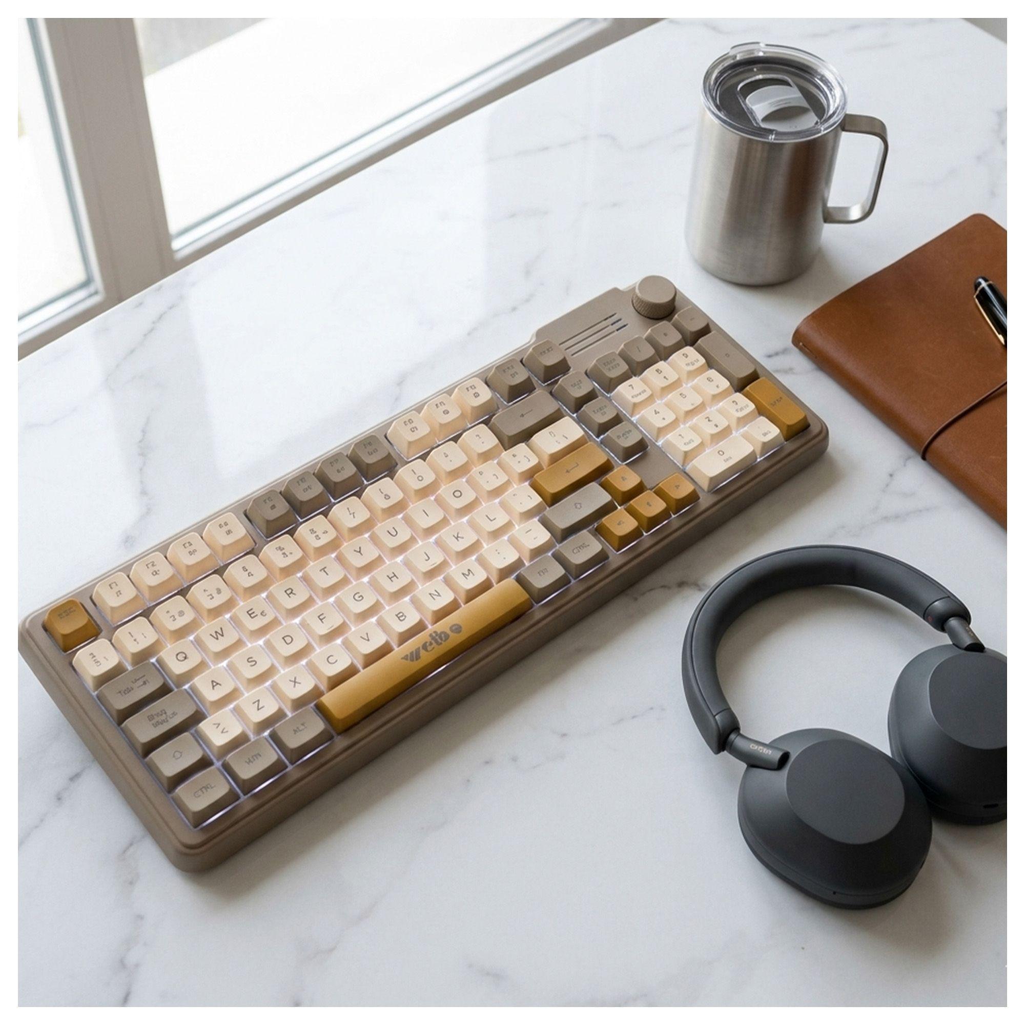 Teclado mecánico RGB rueda luz WB-222 Café-1