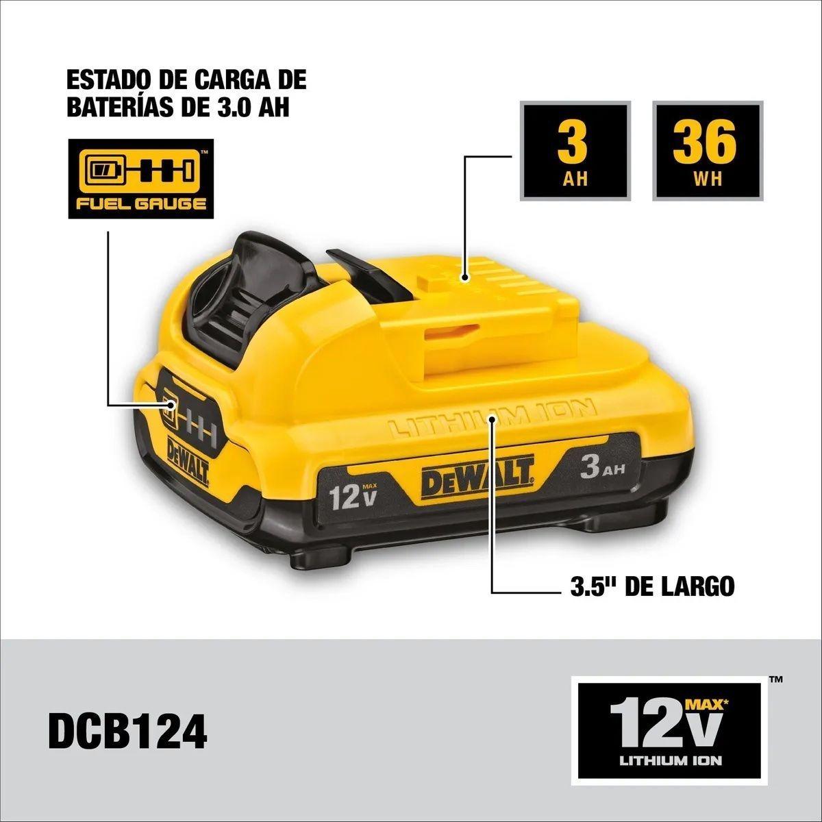 Pack 2 Baterías Ion De Litio 12v Dewalt Dcb124-2b3-1