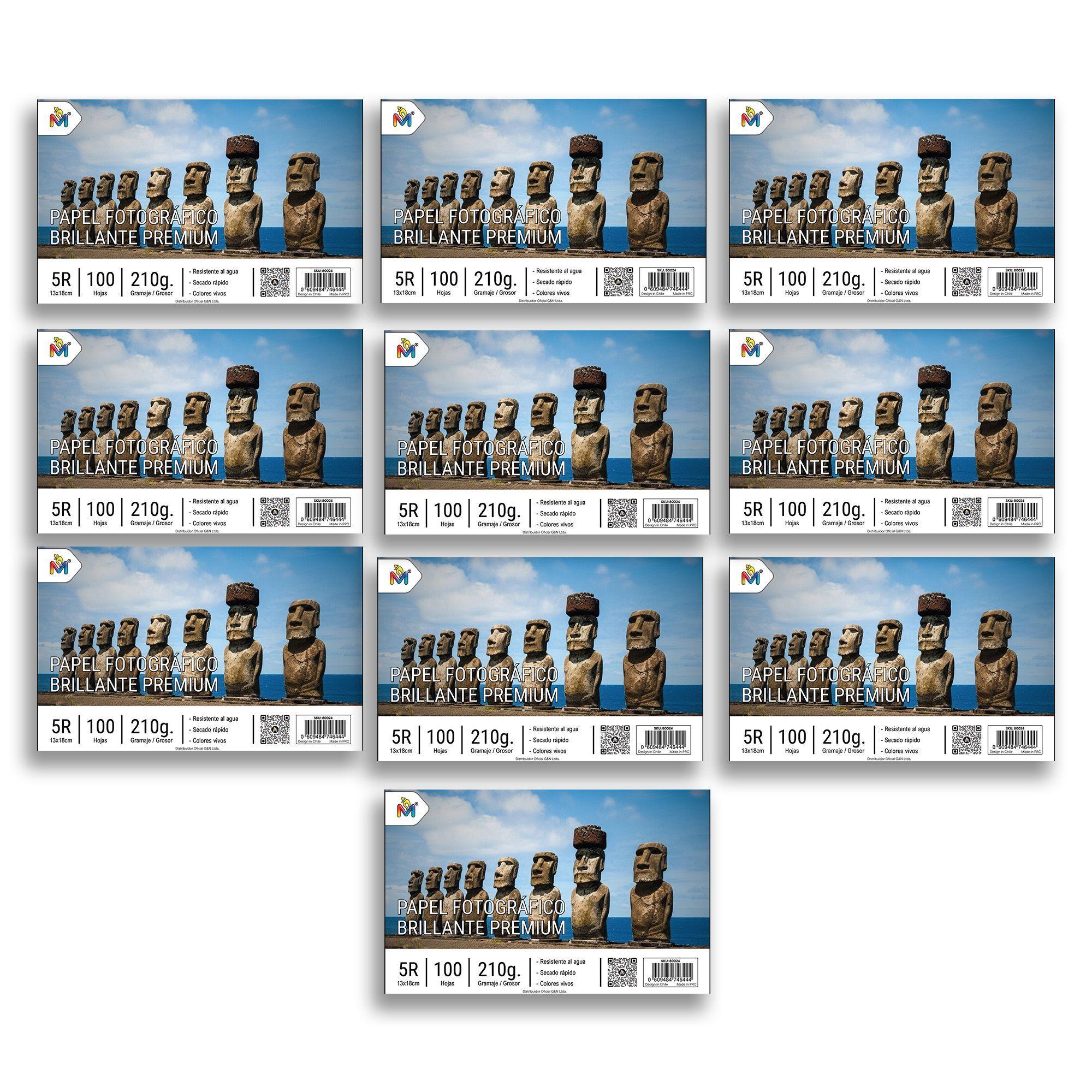 Pack x10 Papel Foto 13x18 210g - 1000 Hojas Brillo Premium-0