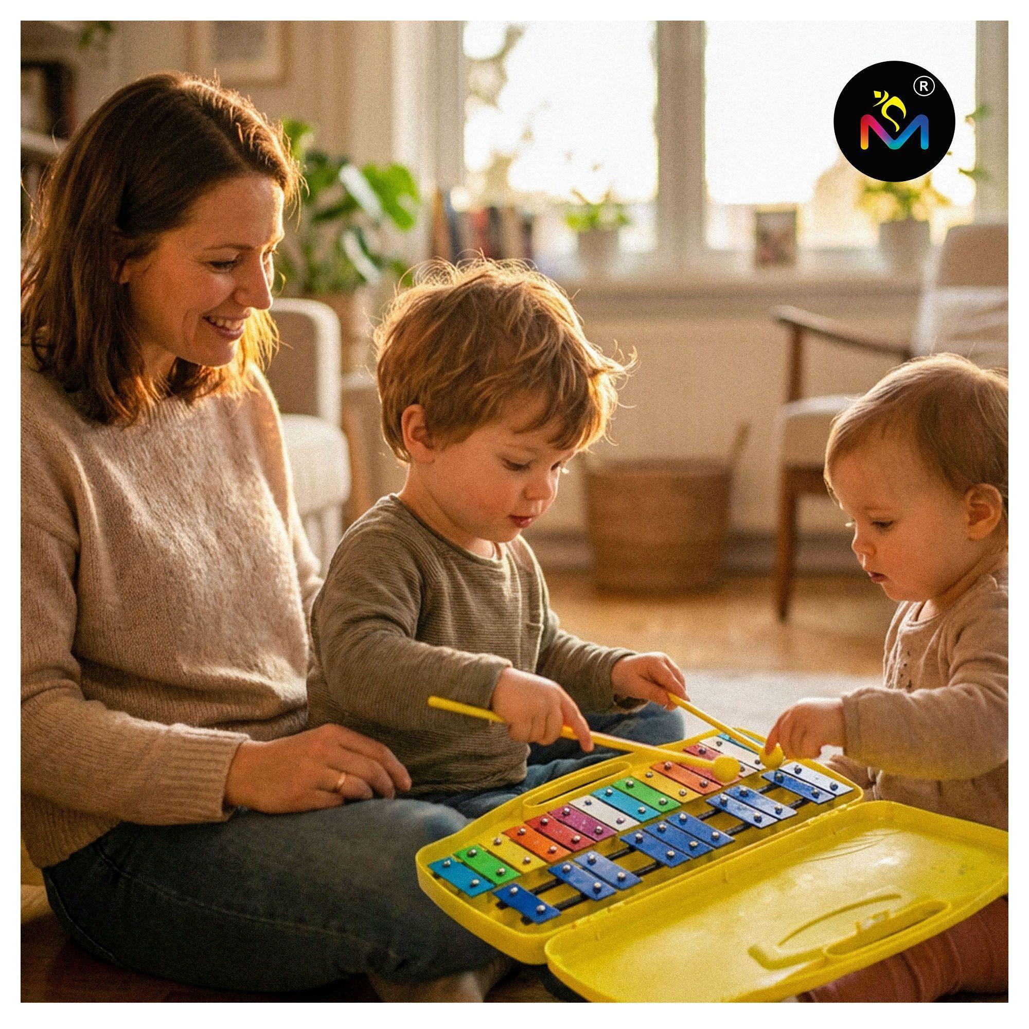 Metalófono 25 Notas Cromático Malik + 2 Baquetas Amarillo-1