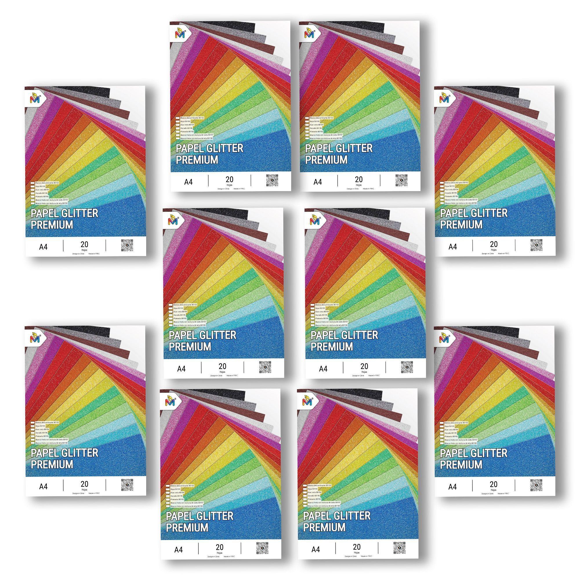 10x Papel Seda Blanco Hielo A4 - 200 Hojas Textura Glitter-4