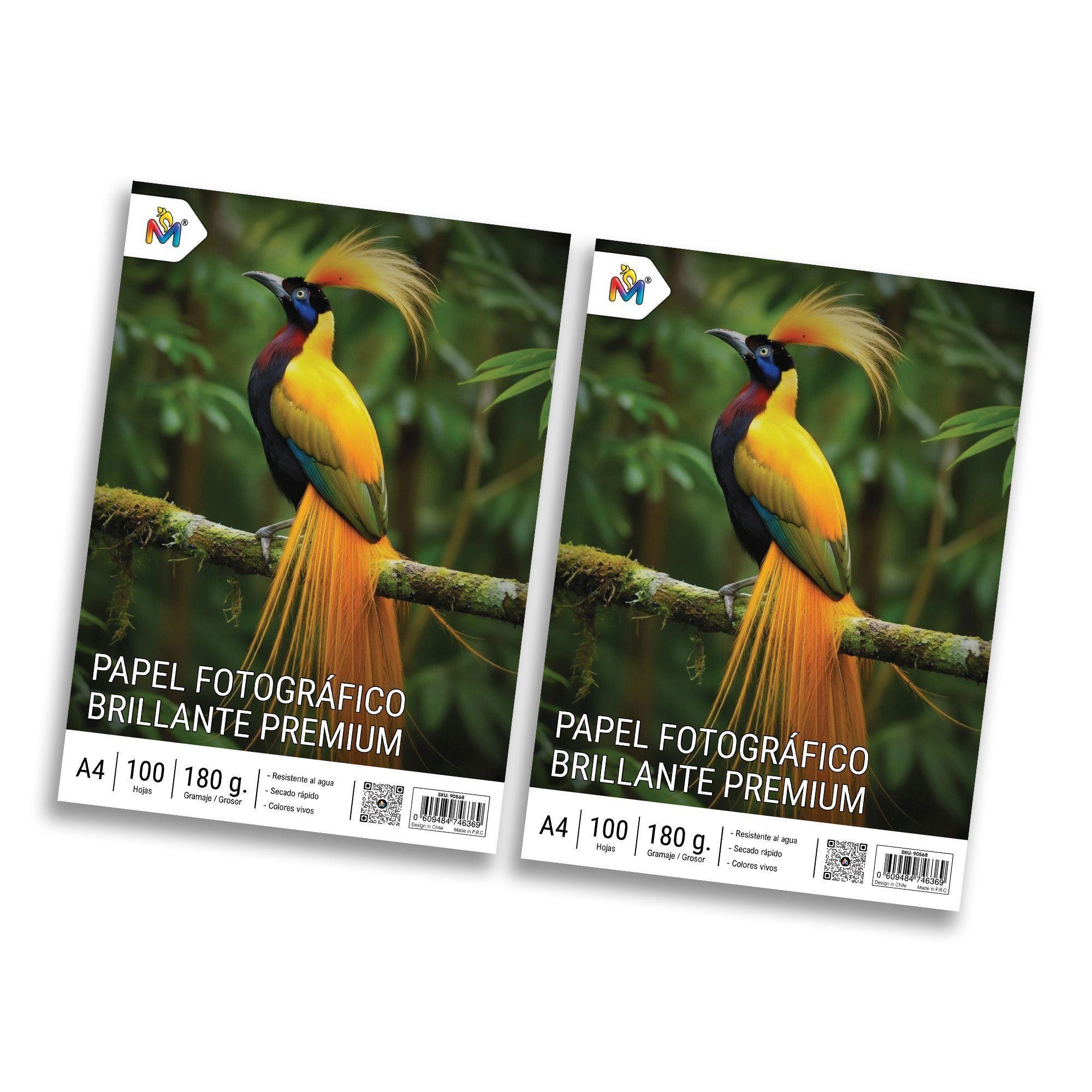 Pack 2 Papel Fotográfico A4 180gr Glossy para Impresora - 200 Hojas Brillantes-4
