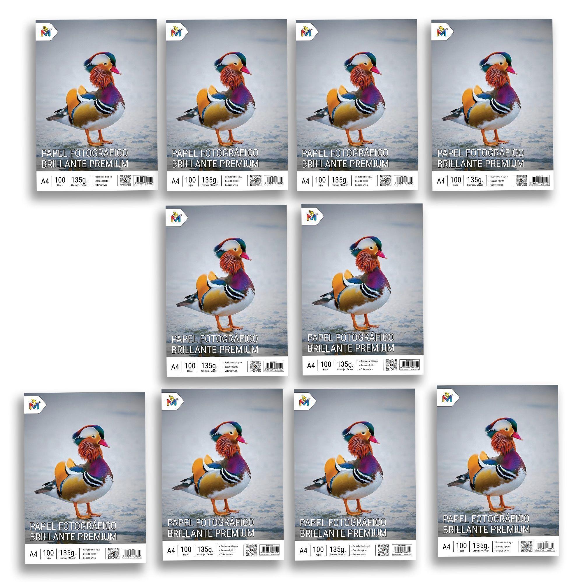 10x Papel Fotográfico Brillante A4 135gr Inkjet Premium - 1000 Hojas Brillo -2